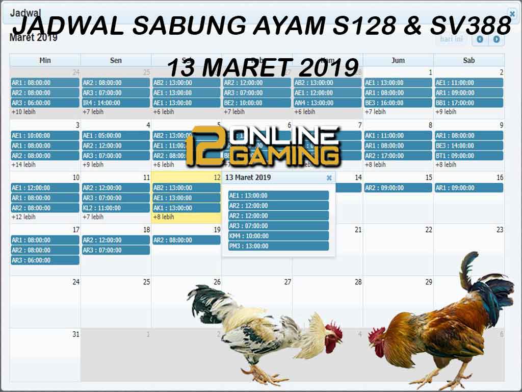 Jadwal Sabung Ayam S128 Dan SV388 13 Maret 2019