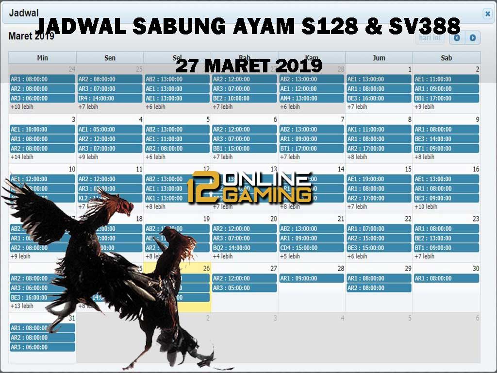 Jadwal Sabung Ayam S128 Dan SV388 27 Maret 2019