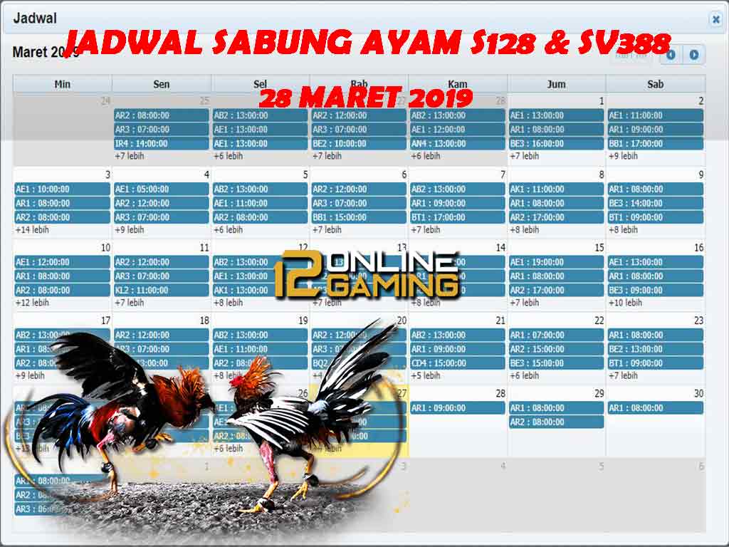 Jadwal Sabung Ayam S128 Dan SV388 28 Maret 2019