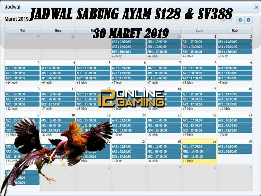 Jadwal Sabung Ayam S128 Dan SV388 30 Maret 2019