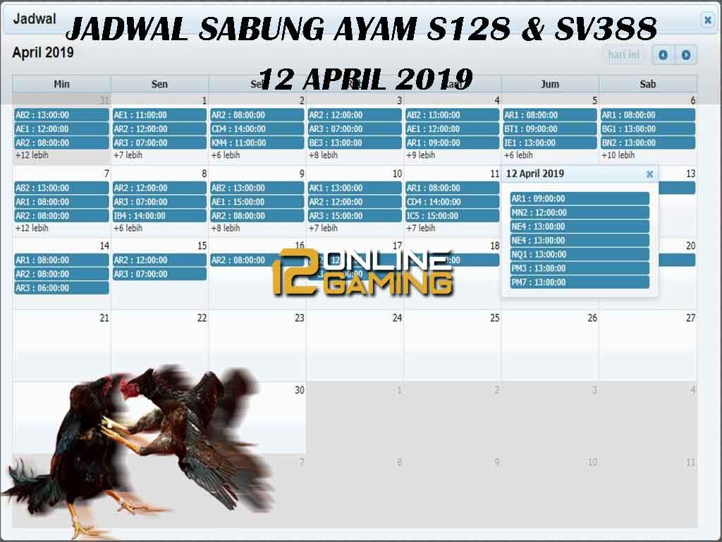 Jadwal Sabung Ayam S128 Dan SV388 12 April 2019