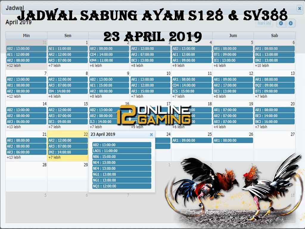 Jadwal Sabung Ayam S128 Dan SV388 23 April 2019