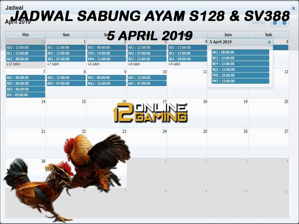 Jadwal Sabung Ayam S128 Dan SV388 5 April 2019