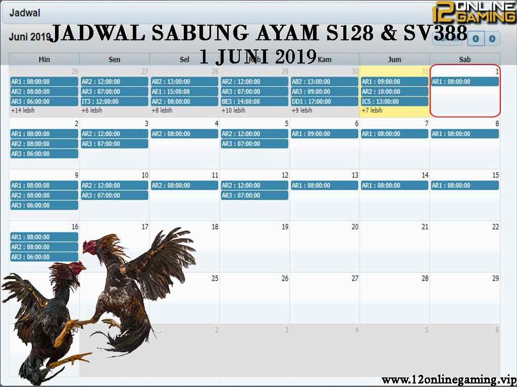 Jadwal Sabung Ayam S128 Dan SV388 1 Juni 2019