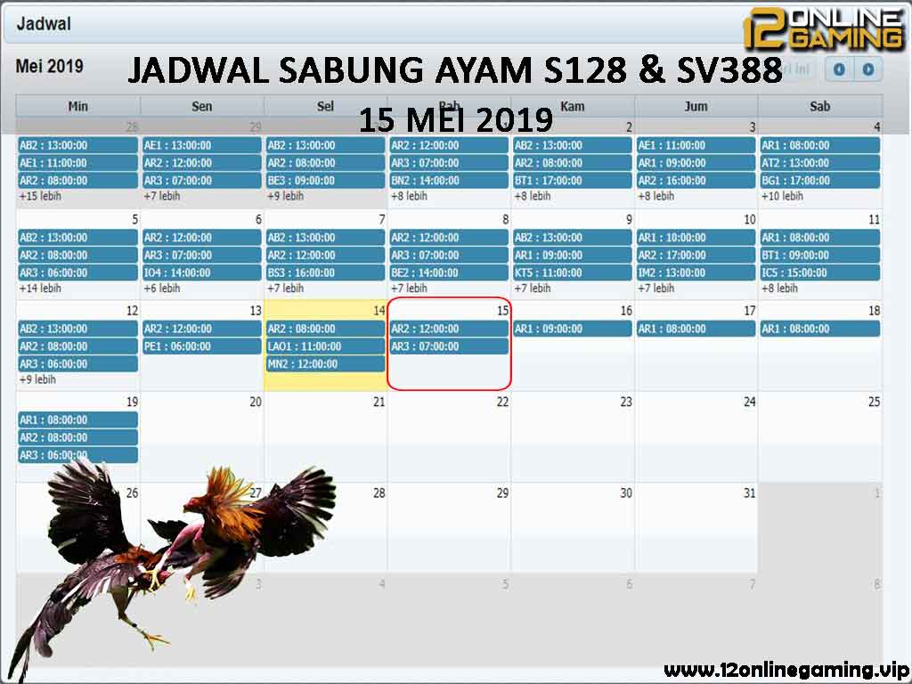 Jadwal Sabung Ayam S128 Dan SV388 15 Mei 2019