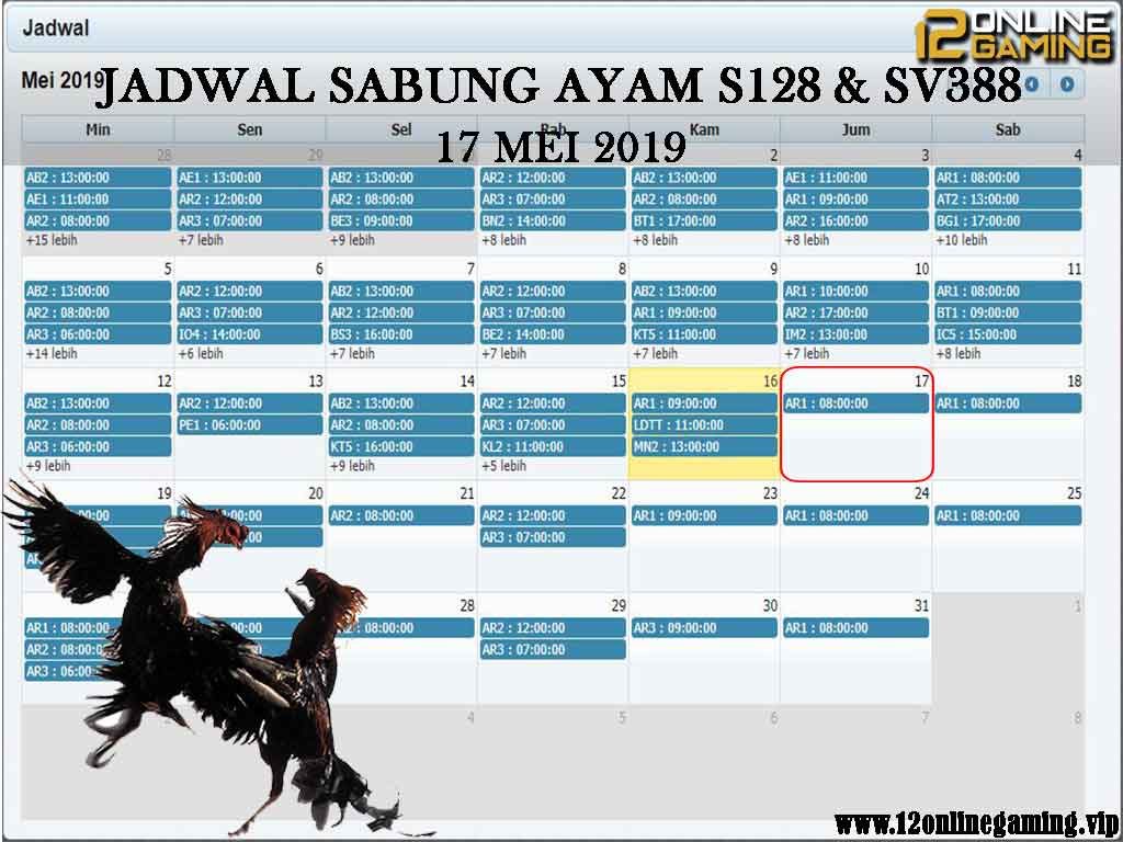 Jadwal Sabung Ayam S128 Dan SV388 17 Mei 2019