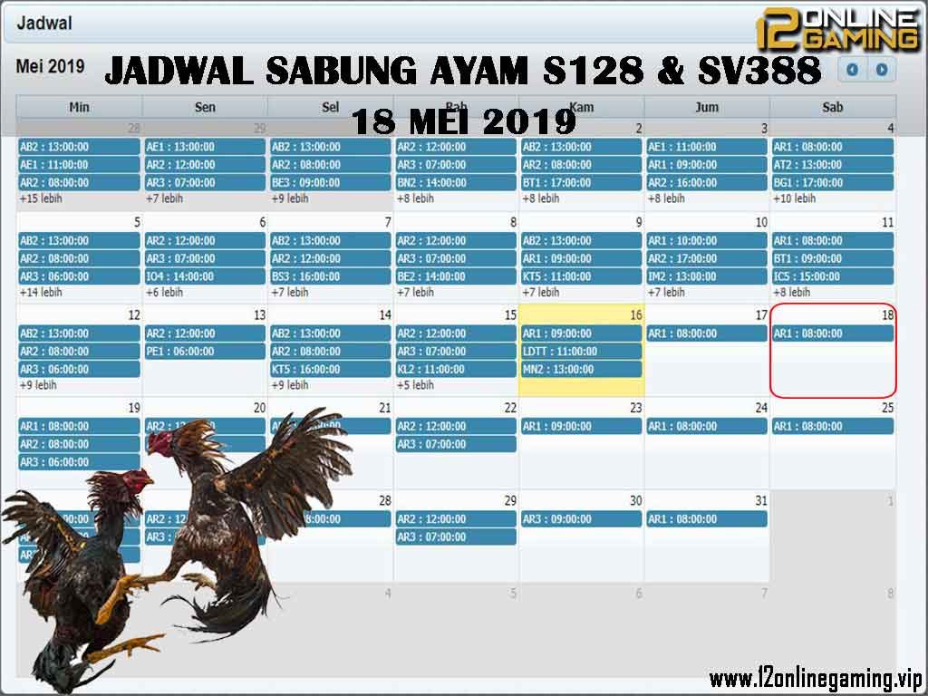 Jadwal Sabung Ayam S128 Dan SV388 18 Mei 2019