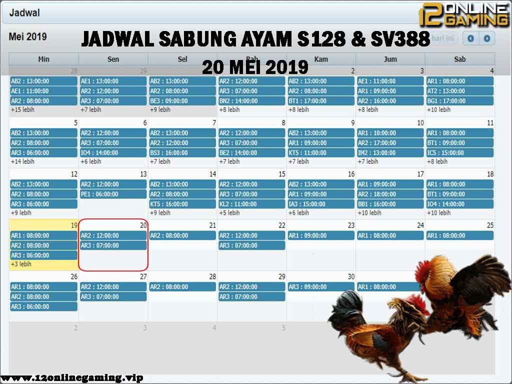 Jadwal Sabung Ayam S128 Dan SV388 20 Mei 2019