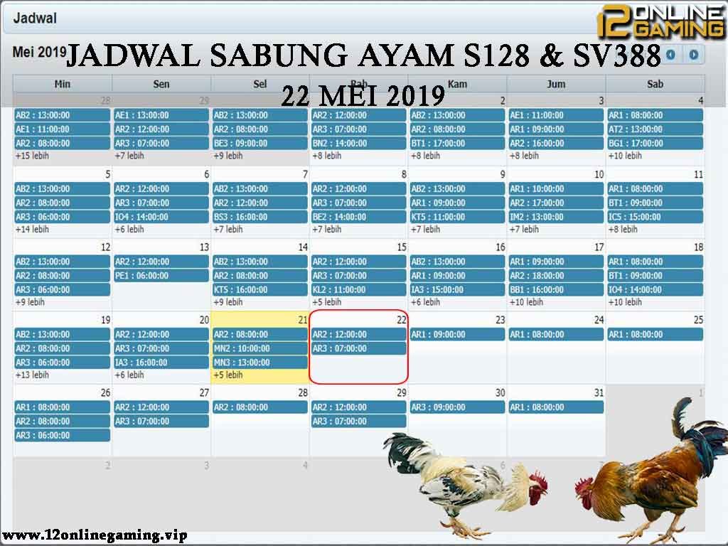 Jadwal Sabung Ayam S128 Dan SV388 22 Mei 2019