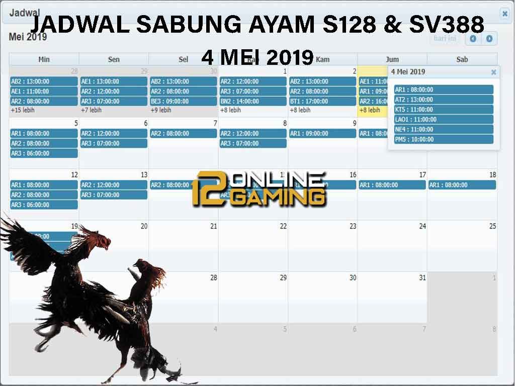 Jadwal Sabung Ayam S128 Dan SV388 4 Mei 2019