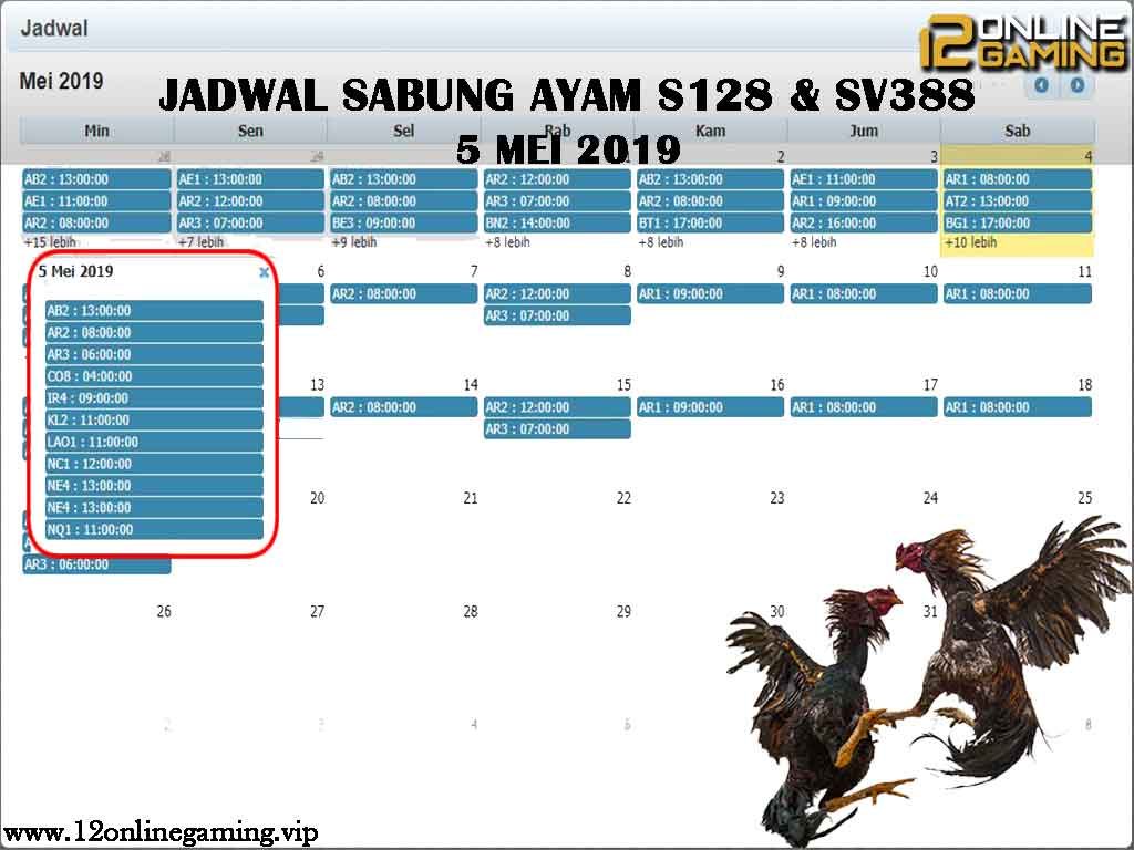 Jadwal Sabung Ayam S128 Dan SV388 5 Mei 2019