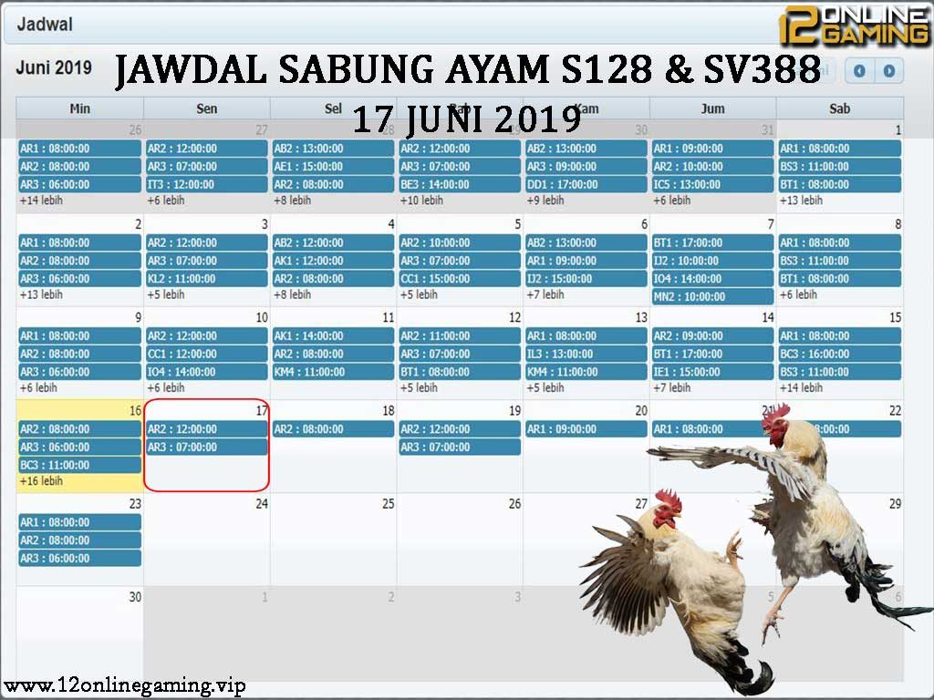 Jadwal Sabung Ayam S128 Dan SV388 17 Juni 2019