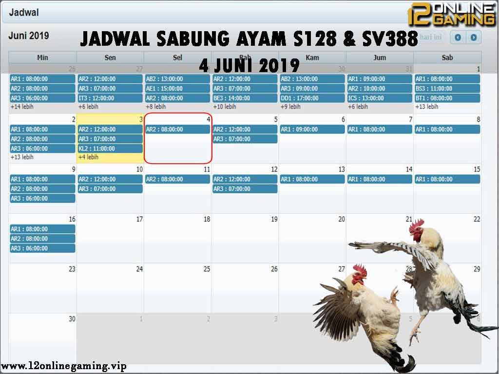 Jadwal Sabung Ayam S128 Dan SV388 4 Juni 2019