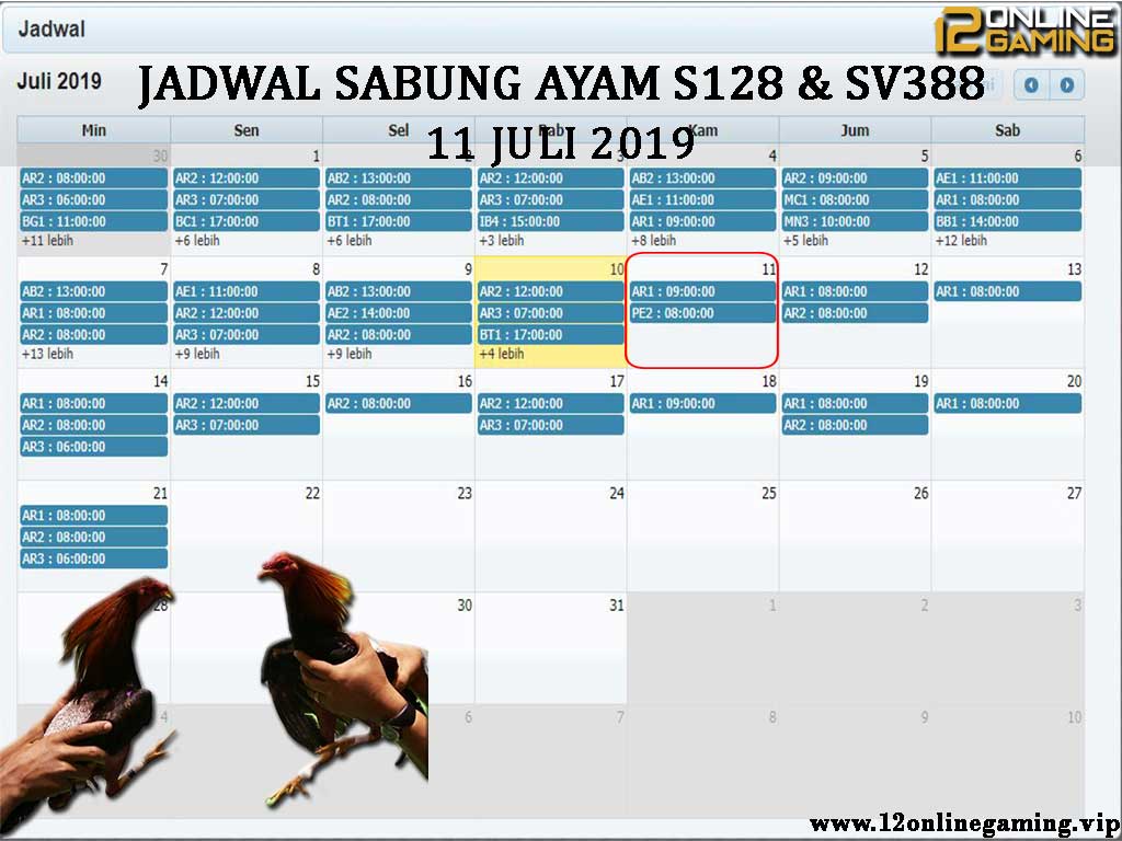 Jadwal Sabung Ayam S128 Dan SV388 11 Juli 2019