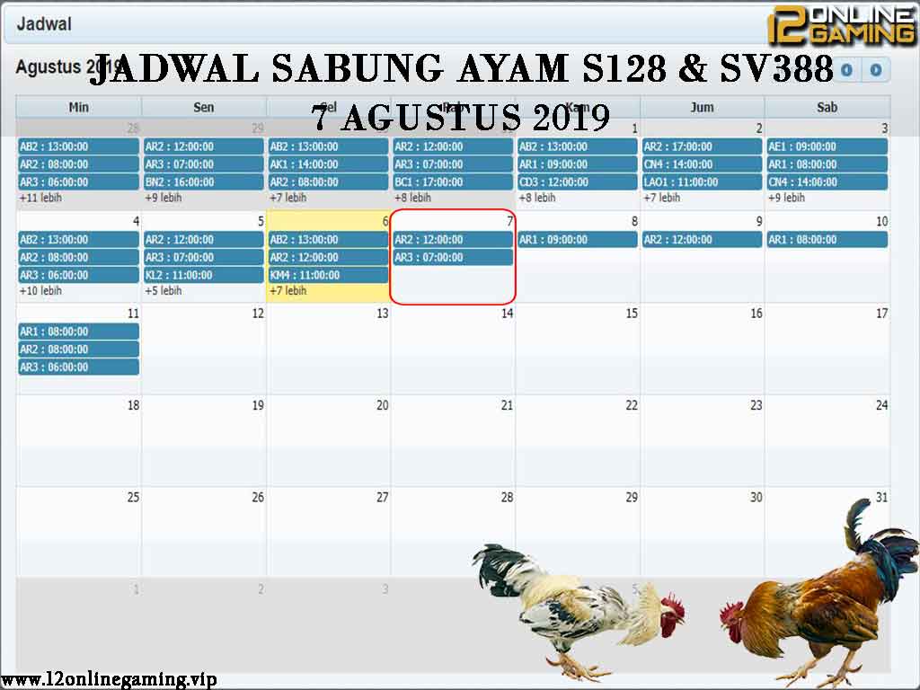 Jadwal Sabung Ayam S128 Dan SV388 7 Agustus 2019