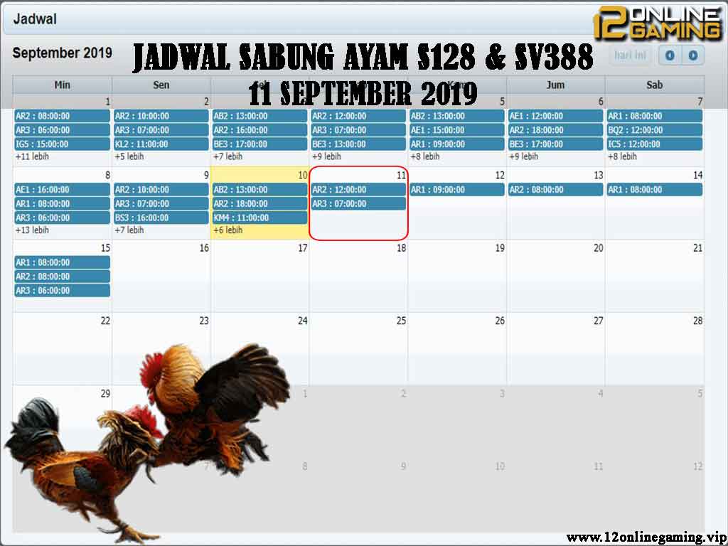 Jadwal Sabung Ayam S128 Dan SV388 11 September 2019