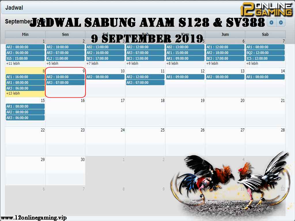 Jadwal Sabung Ayam S128 Dan SV388 9 September 2019