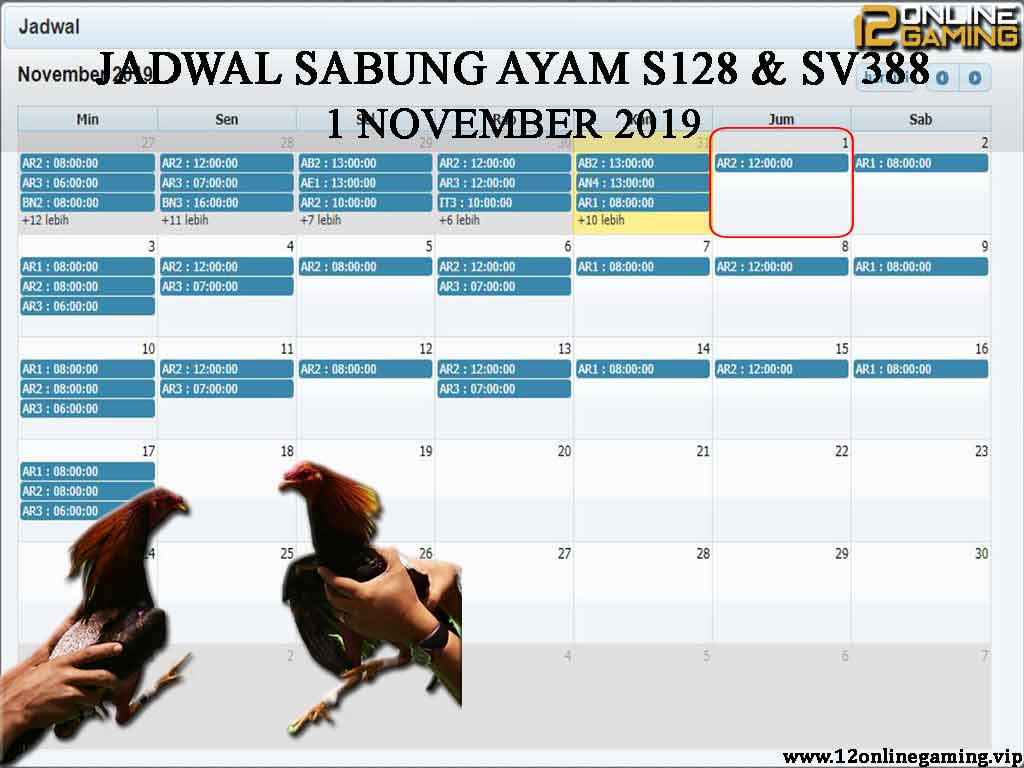 Jadwal Sabung Ayam S128 Dan SV388 1 November 2019