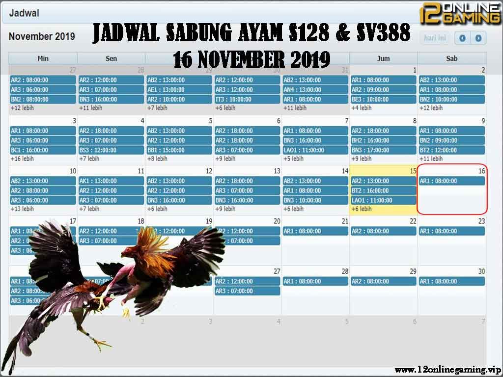 Jadwal Sabung Ayam S128 Dan SV388 16 November 2019