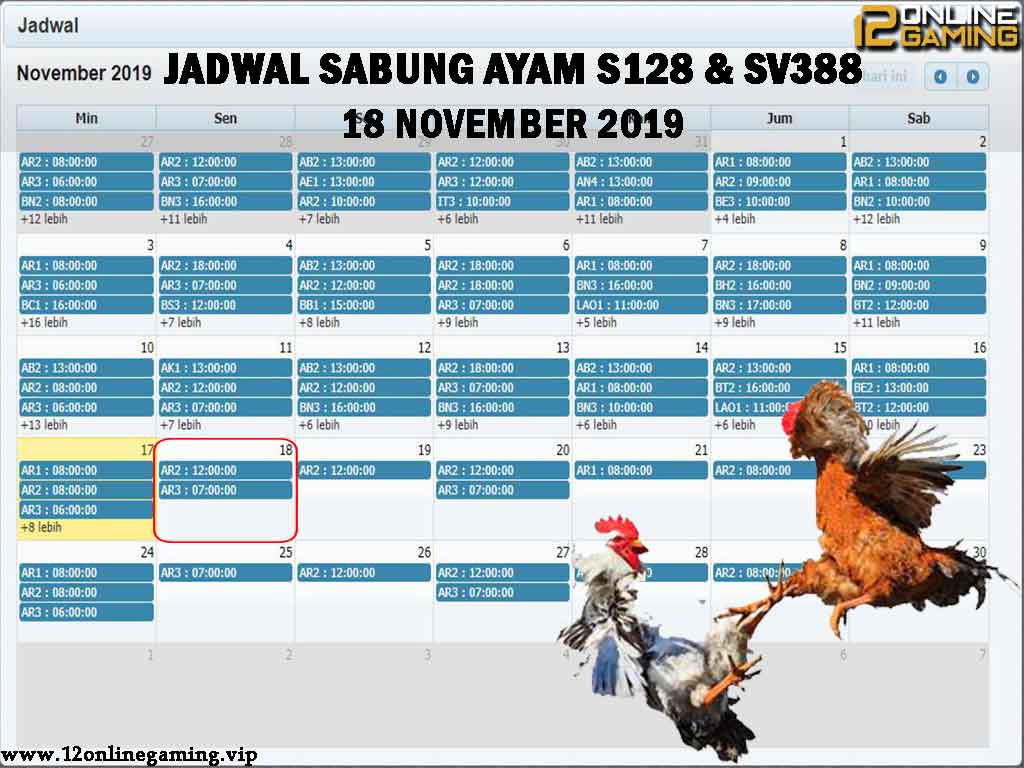 Jadwal-Sabung-Ayam-S128-Dan-SV388-18-November-2019