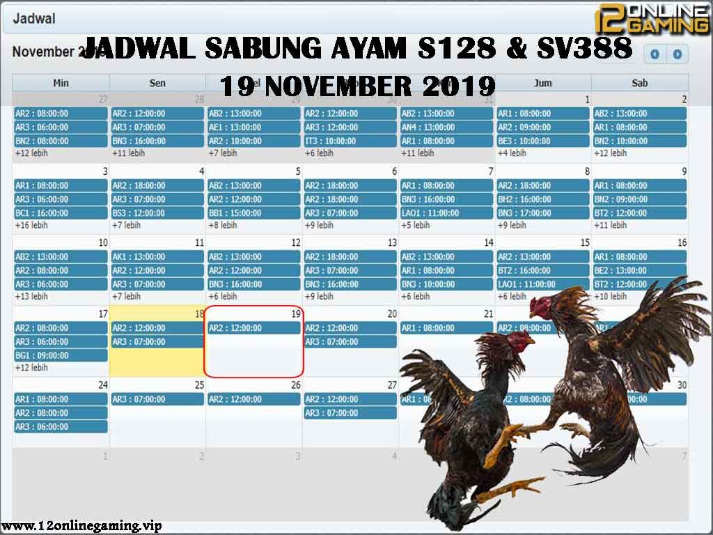 Jadwal Sabung Ayam S128 Dan SV388 19 November 2019